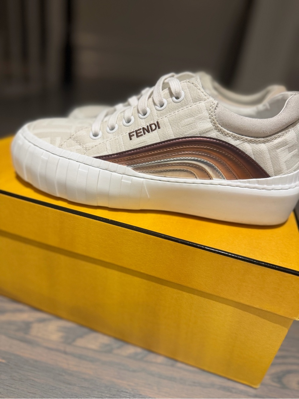 FENDI Fabric Jacquard FF Rainbow Fendi Force Low-Top Sneakers View 3